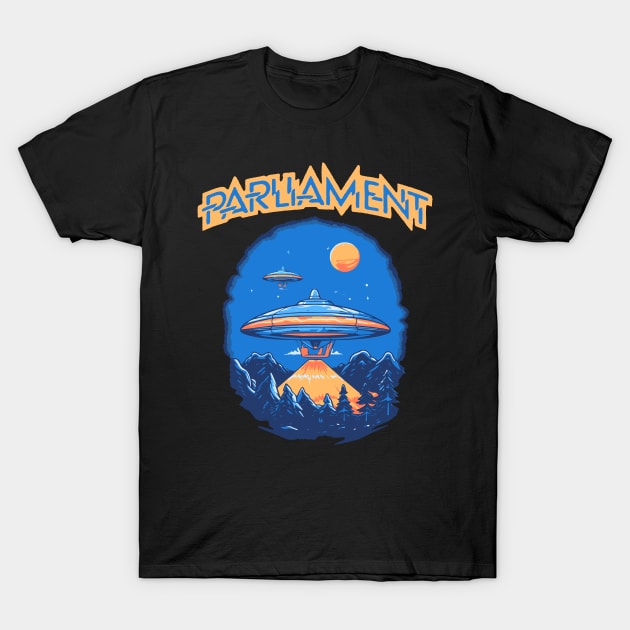 Parliament Funkadelic Retro Mothership UFO Rock Funk Throwback T-Shirt by robotbasecamp